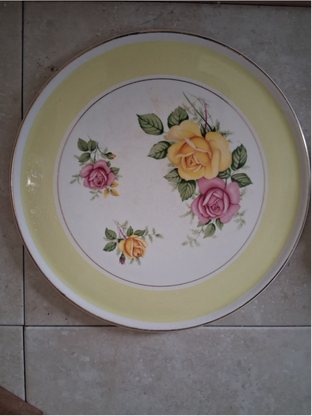 Cake Plate & Server w/Gold Trim - Vintage Royal Tudor Ware Barker Bros